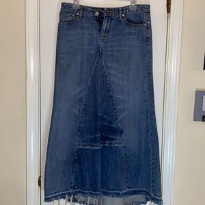 Vintage Miss Bisou Maxi Hi-Low Denim Skirt